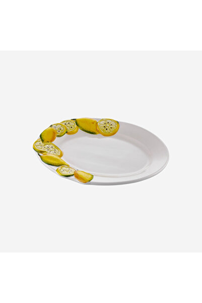 Edelweiss Italy Lemon White Ceramic Serving Plate 22X14 cm