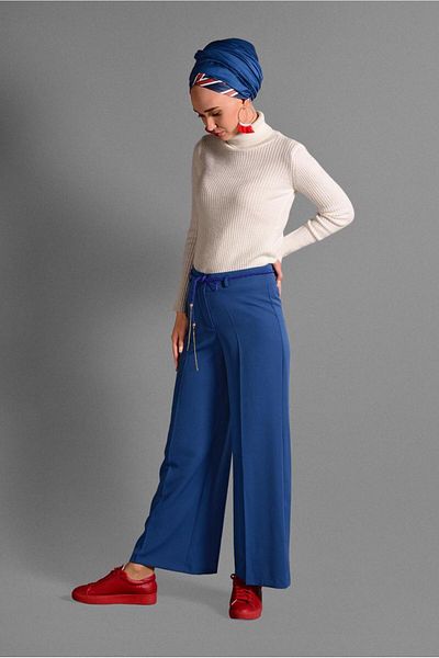 TRENDTESETTÜR Navy Blue Lycra Women's Trousers - 1009 Model