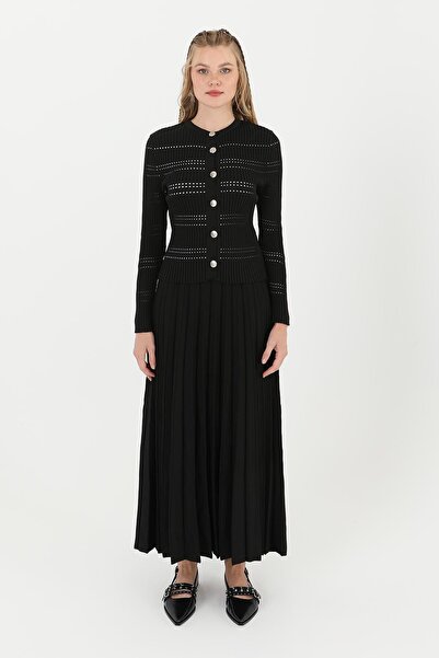 Byelmira Set de tricotaje pentru femei cu fustă - 14263TKS - NEGRU