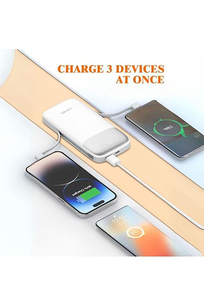 LDNIO Power Bank 10000 MAH. 22.5W / LED digital display / with tow cable - Lightning & Type-C PQ19