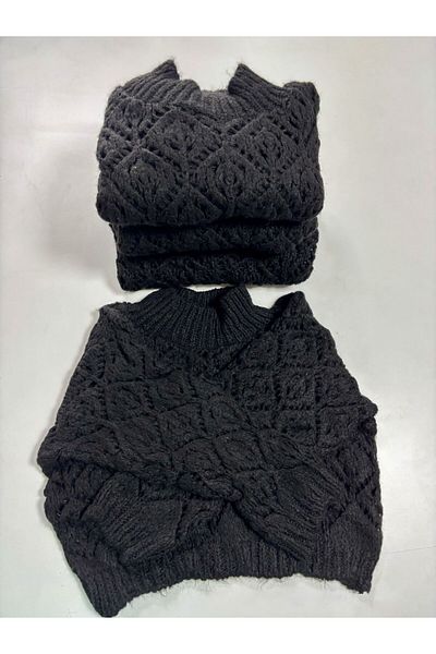 caddstore Tricotaj negru ajurat Zr
