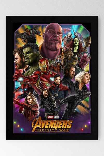 Saturn Avengers Framed Painting - Avengers Marvel Poster Painting