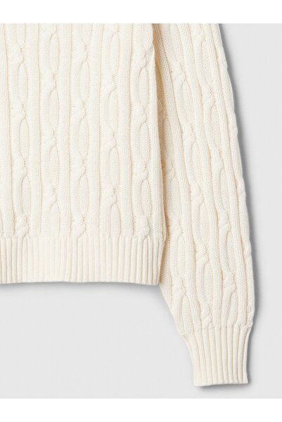 GAP Kız Çocuk Kırık Beyaz Cable Örgü Kazak