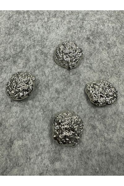 T.T Polnet Button Silver Color Metal Crinkled Jacket Blazer Button 3 Pieces