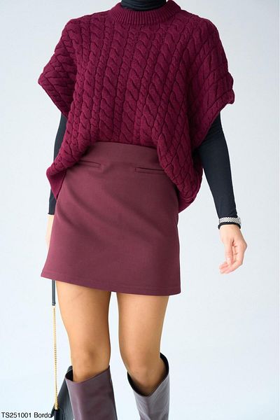 Lupies Women's Burgundy Short Bat Sleeve Knitwear Sweater