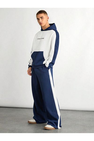 Know Navy Blue White Men's Tracksuit Set