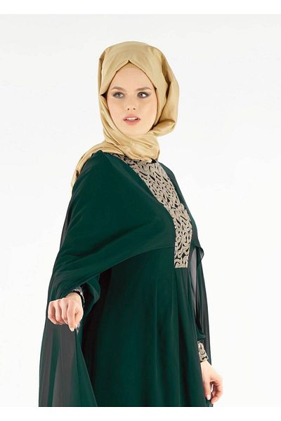 TRENDTESETTÜR Γυναικείο Πράσινο (SMARAGD) T 15525 Fy Collection- Κεντημένο βραδινό φόρεμα