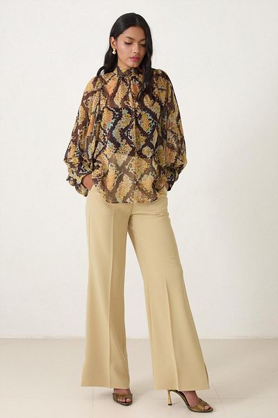 Setre Yellow Relaxed Cut Patterned Blouse