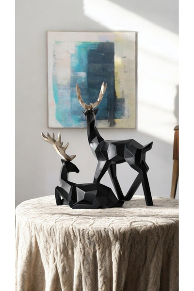 NocheLuz Modern İkili Kübik Geyik Dekoratif Figür