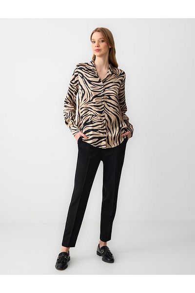 Jimmy Key Black Straight Cut High Waist Regular Leg Woven Pants