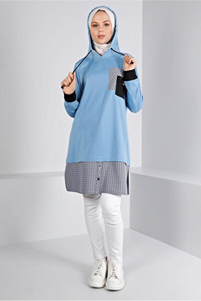 Alvina με κουκούλα Καρό πουκάμισο με κομμάτια τουνίκ 43358