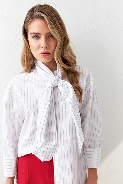 Setre Ecru Line Detailed Halter Neck Long Sleeve Shirt