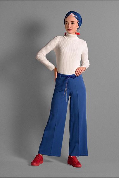 TRENDTESETTÜR Navy Blue Lycra Women's Trousers - 1009 Model