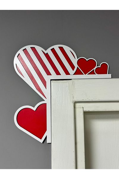 karbonsoft Door Decorative Wooden Heart Patterned Handmade Product - 30X30 cm