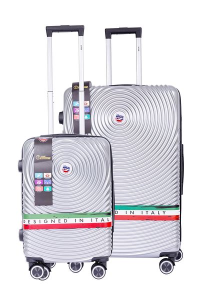 Mnuk Cruise Set of 2 Luggage | Hardside Trolley with USB Port | 20/28 Silver