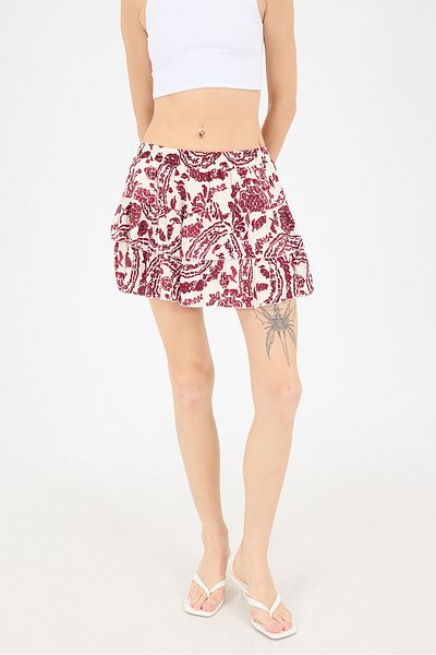 Addax Elastic Waist Frilly Short Skirt E16369-P7
