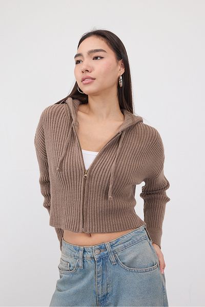 Addax Knitwear Hooded Zippered Cardigan H3391-C13