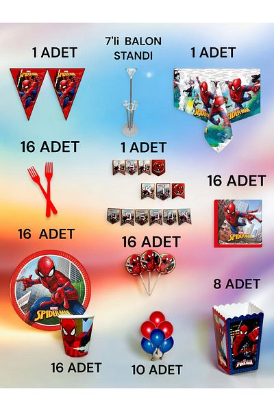 VibeHome 16 Person Spiderman Themed 2XL Package - Birthday Party and Fun Events
