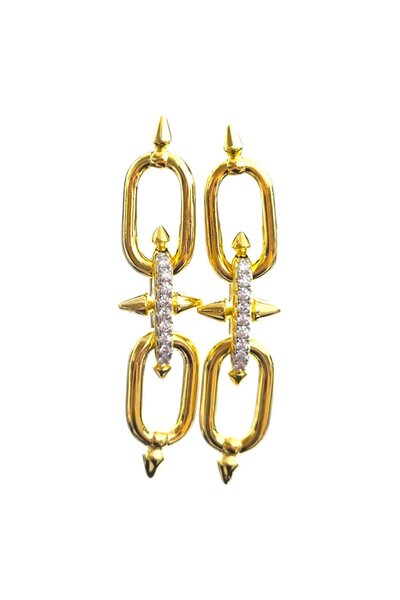 staınless steel VIP Gold Zirkon Taş Detay Küpe