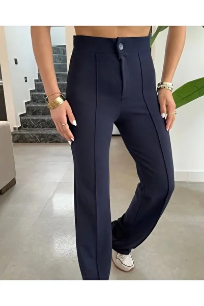 Butik Women's High Waist Full Lycra Crepe Fabric Pants