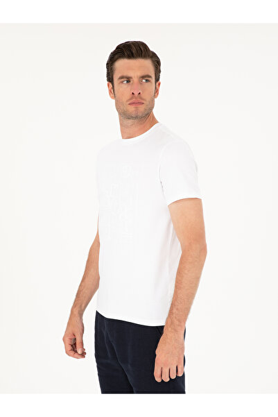 Cacharel White Slim Fit Crew Neck T-Shirt 50284843-Vr013