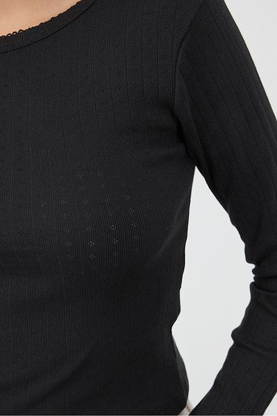 Addax Crew Neck Long Sleeve Basic Blouse B1632-L2