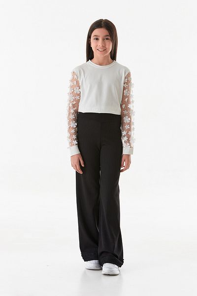 Fulla Moda Stoned Flare Girl's Trousers with Ribbons