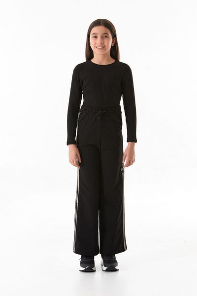 Fulla Moda Girls' Trousers with Lace-Up Waist and Stripe on the Sides