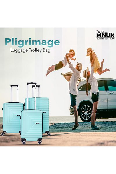 Mnuk Pilgrimage Set of 2 Travelling Luggage | Hardside Trolley | 20/28 Green