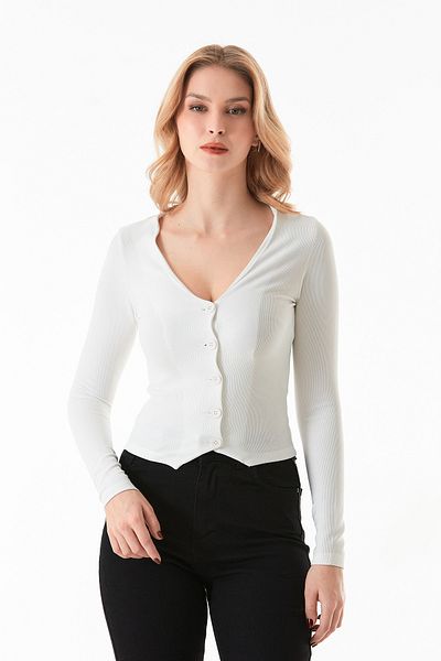 Fulla Moda Cardigan cu decolteu în V cu nasturi