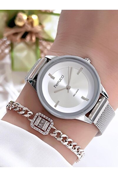 Ferrucci Kadın Kol Saati+Bileklik Özel Seri Çelik Kordon Kararma Renk Atma Yapmaz VS.BLKT.0088