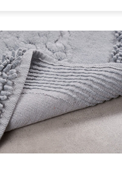 Madame Clean Home Cotton Special 2'li Pamuklu Klozet Takımı Gri Banyo Paspas Seti Klozet Takımı