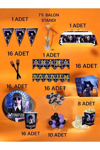 VibeHome Wednesday Themed 2XL Pack for 16 - Birthday Party & Fun Events