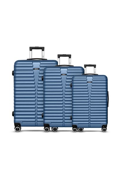 Mnuk Destiny Set of 3 Luggage | Hardside Trolley | 20/24/28 Blue