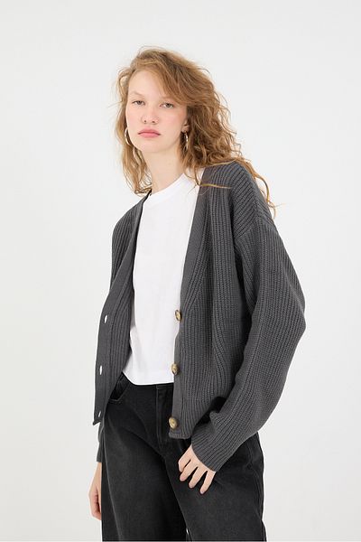 Addax V-Neck Buttoned Knitwear Cardigan H3381-C5