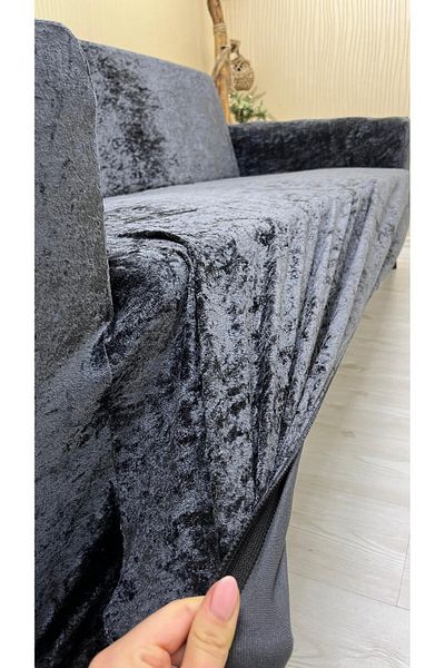 MADAME BELLA 1-Piece Shiny Velvet Dress up Sofa Cover (Anthracite)
