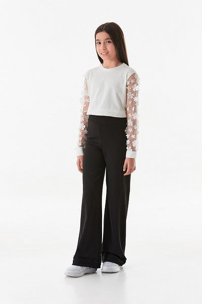 Fulla Moda Stoned Flare Girl's Trousers with Ribbons