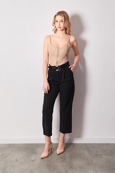 Fulla Moda Μπλούζα Crop Corset με φερμουάρ
