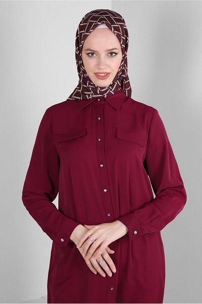 Alvina Shirt Collar Back Embroidered Tunic 43566