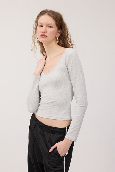 Addax Long Sleeve U-Neck Blouse - B1664-U8
