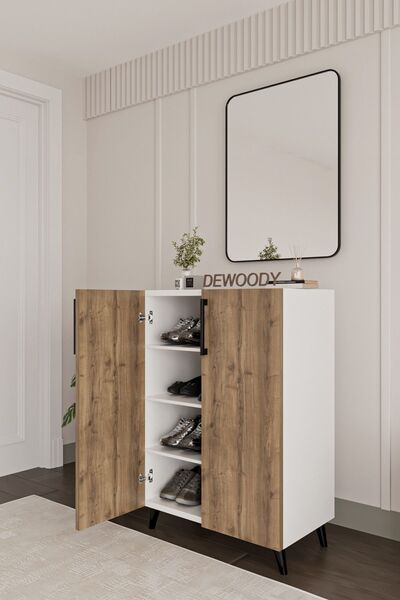 DEWOODY Ayakkabılık 4 Bölmeli Kulplu Ayakkabılık Çok Amaçlı Dolap