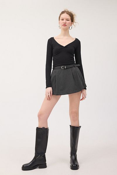 Addax Knot Detail Long Sleeve Blouse B1690-M8