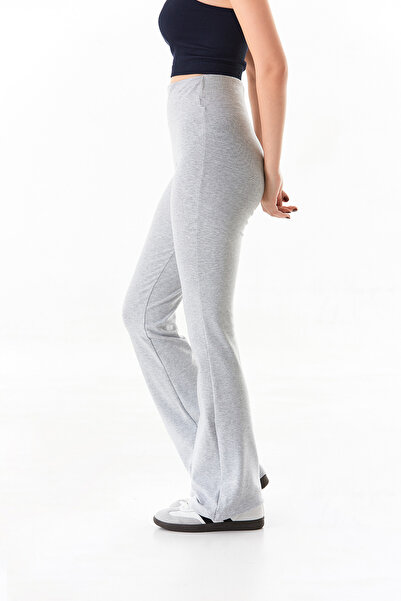 Fulla Moda Beli Lastikli Yüksek Bel Flare Pantolon