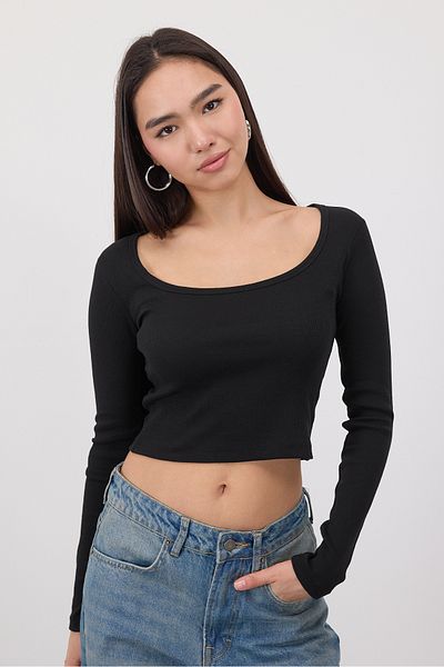 Addax U-Neck Long Sleeve Basic Blouse B1627-X3