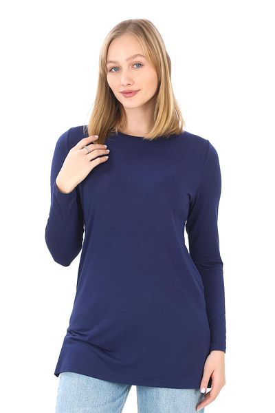 penyebizden Women's Viscose Full Lycra Tunic-Dark Blue