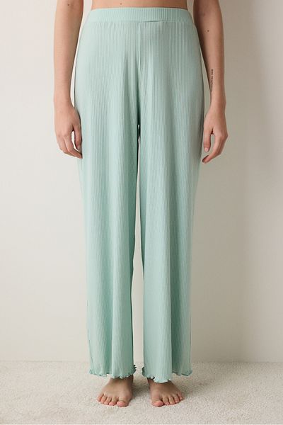 Penti Hellgrüne Marina Solid-Pyjama-Unterhose – Hose mit Stoffbesatz