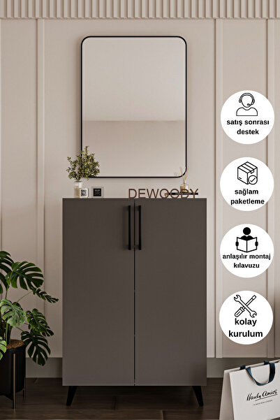 LİYANO Ayakkabılık 4 Bölmeli Metal Kulplu Ayakkabılık Çok Amaçlı Dolap