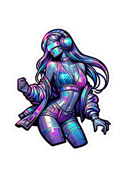 MegaSticker Girl Dancer Dj - Autocolant pentru mașină, motocicletă, cască, laptop, parbriz 13x9 cm