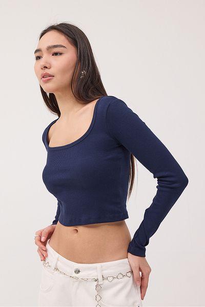 Addax U-Neck Long Sleeve Basic Blouse B1627-X3
