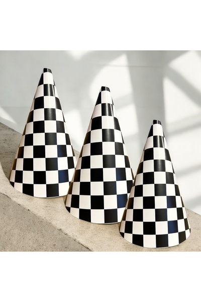 Partifabrik Racing Themed Checkered Cardboard Hat 3Pcs